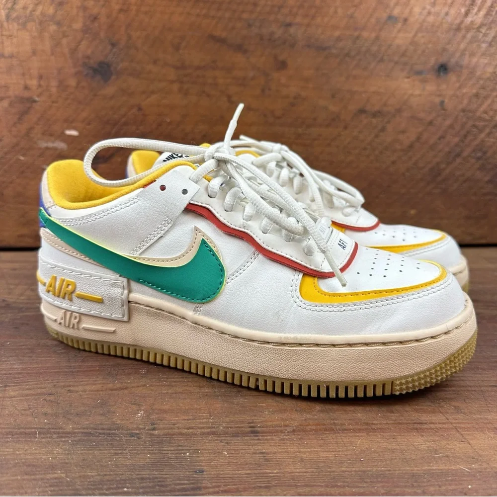 Nike Air Force 1 Shadow Summit Multi Color AF1 8.5 White, Yellow, and Green